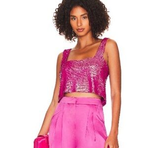 Show Me Your MuMu Fuchsia Sequin Crop Top